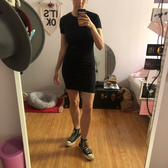 Everlane Pima Rib Black Mini Dress - Picture 4 of 7